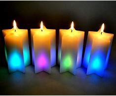 LED-Echtwachskerzen mit Farbwechsel 4er Stern