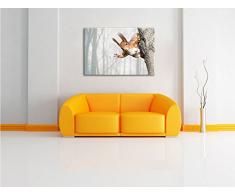 Neugierig rotes Eichhörnchen, Format: 80x60 auf Leinwand, XXL riesige Bilder fertig gerahmt mit Keilrahmen, Kunstdruck auf Wandbild mit Rahmen, günstiger als Gemälde oder Ölbild, kein Poster oder Plakat