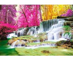 wandmotiv24 Fototapete Wasserfall in Asien XL 350 x 245 cm - 7 Teile Fototapeten, Wandbild, Motivtapeten, Vlies-Tapeten Wasser, Steine, Herbst M5764