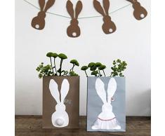 Good old friends Hasen-Papiertüten-Set, 2-tlg. - Bommel, Papierfähnchen - Natur-Look