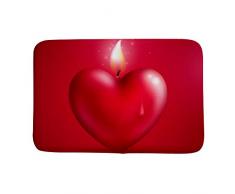 HaoXiang Badematte, dekorativ, Korallen-Samt, rutschfest, leicht zu reinigen, einzigartiges Design, rote Herzkerze, Korallenvlies, Muster 3, 36 x 24 inch