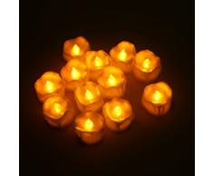 LED Kerzen,12er Gelb LED Flammenlose Kerzen mit Timerfunktion Led Teelichter 6 Stunden an und 18 Stunden aus, flackernde batteriebetriebene kerzen, Gelb