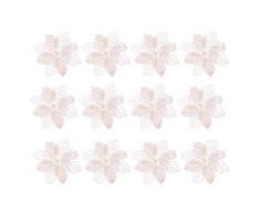 Toyvian 12 Stücke Christbaumschmuck Glitter Poinsettia Weihnachtsschmuck Baumschmuck Künstliche Weihnachten Blumen Deko für Weihnachtsbaum Weihnachtskranz