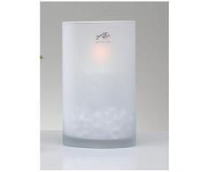 Sandra Rich Vase Windlicht Frosted Glas weiß satiniert H. 25cm rund Ø 15cm WA