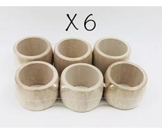 madeinjura 6 Serviettenringe aus Holz, roh (Möglichkeit der Personalisieren)