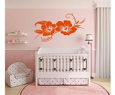 Wandtattoo / Wandaufkleber - Hibiskusblüte - Hibiskus - 80cm x 66cm orange E924