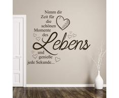 tjapalo® a51 Wandtattoo nimm dir Zeit für die schönen Momente wandtattoo wohnzimmer spruch zitate Wandsticker Flur und Diele, Farbe: Schwarz, Größe: H70xB58cm