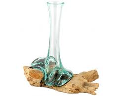 Wurzel mit Glasvase Vase aus Glas auf Holz Höhe ca. 25 cm Holzwurzel Holzdeko