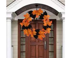 About1988 Halloween Fledermaus Kranz, Weihnachtskranz für Deko, Weihnachten, Advent, als Stimmungslicht, Türkranz, mit Kugeln Handarbeit Weihnachten Garland Deko-Kranz (Mehrfarbig)