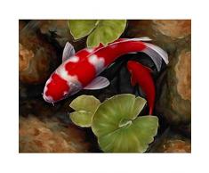 sanjiiNG Druck Chinesischen Koi Fisch Lotus Feng Shui Tier Landschaft Leinwand Malerei Wandkunst Bild Für Wohnzimmer Moderne Sofa Home Decor-B_70 * 90 cm X 1 stücke