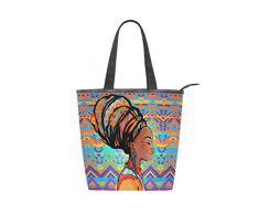 Ahomy Handtasche für Damen, Afrika, Frau, Kunstdruck, Segeltuch, Tragegriff