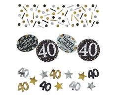 12x Deckenhänger Swirl und Tischkonfetti zum 40 ten Geburtstag in schwarz gold silber 40. birthday