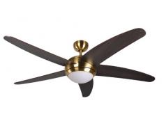 Deckenventilator mit Beleuchtung und Fernbedienung Melton, Gehäuse Messing, Flügelfarbe braun/ Wanaque, 132 cm