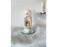 Hochzeitskerze-Traukerze-Brautkerze - Hochzeitsgeschenk mit Brautpaar -sehr Edel ink.Namen,Datum.