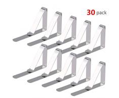 PEEF 30 Stücke Edelstahl Tischdeckenhalter Tischdecken Halter Tischtuchklammern/Tischdeckenklammer/Tischdecke Clips/Tischtuch Clips Restaurant Hochzeiten Partys Picknicks - Silber