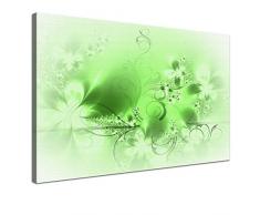 LANA KK - Leinwandbild Blütentraum Light Green abstraktes Design auf Echtholz-Keilrahmen â Fotoleinwand-Kunstdruck in grün, einteilig & fertig gerahmt in 100x70cm