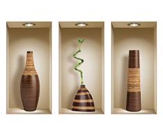 Die entfernbaren Nisha Art Magic 3D-Vinyl-Wandabziehbilder zum Selbermachen, 3er-Set, Braune Vasen