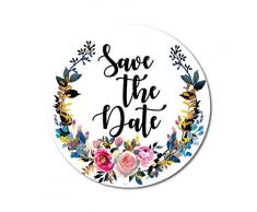 Darling Souvenir-Runde 1,6 Zoll Blumen & Reben Kranz-Abwehr des Datums-Aufkleber Hochzeits-Geschenk-45 Pcs