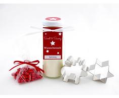 Geschenkset Elch, Backmischung für Elch-Butterplätzchen im Glas mit Plätzchen Ausstechform - ideal als Geschenk zu Weihnachten, Nikolaus, Wichtel etc.