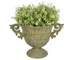 Esschert Design Aged Metal Grün Vase rund S aus veraltetem Metall, 35,6 x 24,0 x 22,6 cm