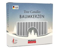 Brubaker 20er Pack Baumkerzen Wachs Weihnachtskerzen Pyramidenkerzen Christbaumkerzen Silber