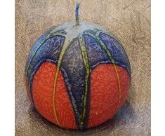 Kugelkerze, Durchmesser 10 cm, Orange Kerze mit bunter kristalliner Maserung, Advent, Weihnachten, Geschenk, Hochzeitstag, Freundin, Frau, Geschenk