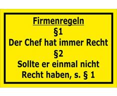 MelisFun Firmenregeln – Chef hat Immer Recht - lustiges Schild Geschenk-Idee Scherz-Artikel