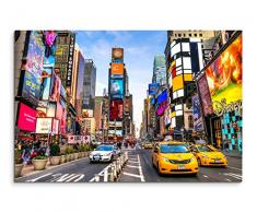 120x80cm Leinwandbild auf Keilrahmen New York Times Square Reklamen Straße Verkehr Wandbild auf Leinwand als Panorama