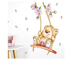 Little Deco Wandaufkleber Bär auf Schaukel I A4-21 x 29,7 cm I Wandbilder Kinderzimmer Babyzimmer Deko Aufkleber Sticker Mädchenzimmer Wandsticker Kinder DL166