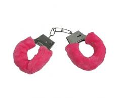 Handschellen Handfesseln Plüsch Scherzartikel Plüschhandschellen Hand Schellen - Mit Sicherheitshebel und 2 Schlüsseln - (rosa)