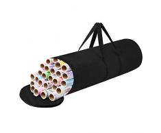 Dokon Aufbewahrungstasche für Geschenkpapierrollen, Wasserdicht, UV-beständig, Schwerlast Reißfestes 600D Oxford Weihnachtspapier Geschenkpapier Aufbewahrung Organizer Tasche (79xØ22cm) - Schwarz