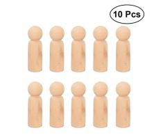 Healifty 10 Stück Holzfiguren Holz Spielfiguren zum Bemalen Basteln Holzkegel Dekoration Ornament