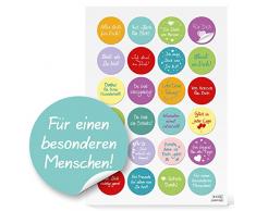 48 Stück kleine runde bunte farbige SPRÜCHE Aufkleber für Geschenke Verpackung selbstklebende Etiketten Sticker Geschenkverpackung give-away Präsente Gasteschenke Geburtstag Deko Liebe