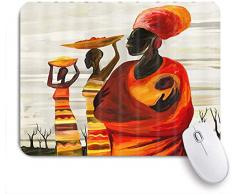 Dekoratives Gaming-Mauspad,Afrikanisches Afrika Frauen mit Baby Art Ölgemälde,Bürocomputer-Mausmatte mit rutschfester Gummibasis