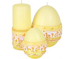 holzalbum Osterkerzen 3er Set aus Osterkollektion 2020 Wachs Kerzen Eierkerze Stumpenkerze