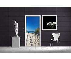 posterdepot ktt0698 Türtapete Türposter Auf dem Sandweg zum Strand-Blauer Himmel über dem Meer-Größe 93 x 205 cm