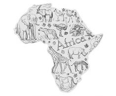 dekodino® Wandtattoo Afrika Landkarte mit Tieren der Savanne Wandsticker Deko