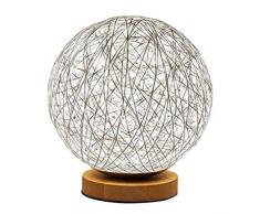NaiCasy 3D LED Rattan Mond Minimalist Massiv Lampe Nachttischlampe Tisch Bunte Wohnkultur Rattan Kugel Rund Lampenschirm weiß, Erholung und Unterhaltung