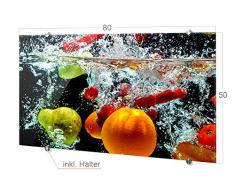 graz-design Spritzschutz Glas für Küche/Herd | Bild-Motiv Früchte im Wasser | Küchenrückwand Küchenspiegel Glasrückwand (80x50cm)