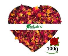 Herbalind 100 g Natur Premium Rosenblätter rot Rosenblüten getrocknet - echte Rosenblütenblätter, geschnitten und duftintensiv, Perfekter Füllstoff zum Füllen von Duftsäckchen, Potpourri Füllung