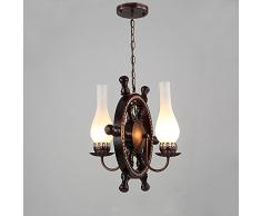 Modeen Industrielle Vintage 2 Lichter Kronleuchter Pendelleuchte Hängeleuchte Celling Leuchte mit nautischen Stil Vase Milchglas Schatten Verwendung E27 Birne in Bronze Finish