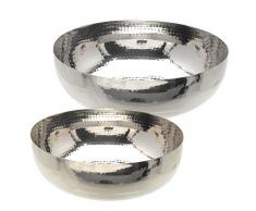 DRULINE Alu Dekoschale Schale Obstschale Dekoschalen Set Gehämmert Silber Deko Schüssel (2er-Set)