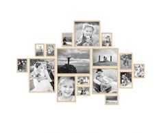 PHOTOLINI 17er Bilderrahmen-Set Modern Natur aus MDF 10x15 bis 30x40 cm/Bildergalerie/Bilderwand