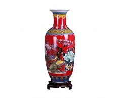 ufengke Jingdezhen Große Keramik Bodenvase,Blumenvase,Blumenvase,Handgefertigte Dekorative Vase für Hause,Höhe 18.11(46cm),Rot