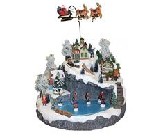 Weihnachtsdorf mit Schlitten Rentier und Eiswürfel, Musik 35 x 35 x 40 cm