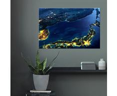 artboxONE Leinwand 90x60 cm Städte Städte/Tokio Reise Reise/Asien Japan Night View from Space blau Kunstdruck auf Leinwand - Wandbild Städte Städte/Tokio Reise Reise/Asien von David Springmeyer