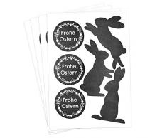 Papierdrachen 24 Oster Aufkleber zum Basteln und Dekorieren - Motiv Schwarze Osterhasen & Frohe Ostern - Sticker Nr 1 - Ostern 2020