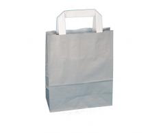 250 farbige Papiertragetaschen Papiertaschen Tüten Papiertüten Tragetaschen Shopper hellgrau in verschiedenen Größen (18 + 8 x 22 cm)