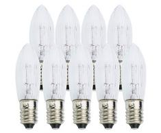 com-four® 9X Ersatzbirne, Riffelkerze für Schwippbögen und Lichterketten mit 11 Lampen-Steckplätzen, 23V / 3W, mit E10 Schraubgewinde (09 Stück - 23V)