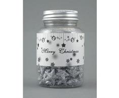 Schaumstoff STERN DEKOSTREU, 2 cm. 60 Sterne in Flasche. In SILBER -49